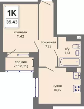1-к кв. Пермский край, Пермь Гайва мкр,  (35.43 м)