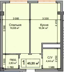 1-к кв. Кабардино-Балкария, Нальчик ул. Мусова (45.55 м)