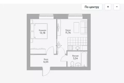 1-комнатная квартира: Воскресенск, улица Ломоносова, 113 (34.6 м)