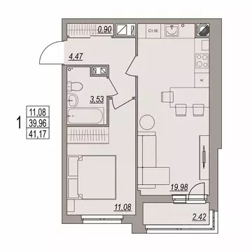 1-к кв. Волгоградская область, Волгоград ул. Дымченко, 9 (41.17 м)