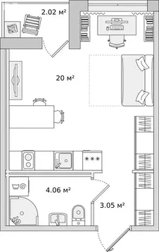 Квартира-студия: Парголово, Михайловская дорога, 16к3 (27.7 м)