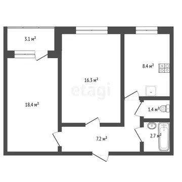 2-комнатная квартира: Тюмень, Западносибирская улица, 14 (50.3 м)