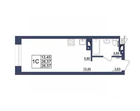 Студия Башкортостан, Уфа Космос жилой комплекс, лит1 (26.66 м)