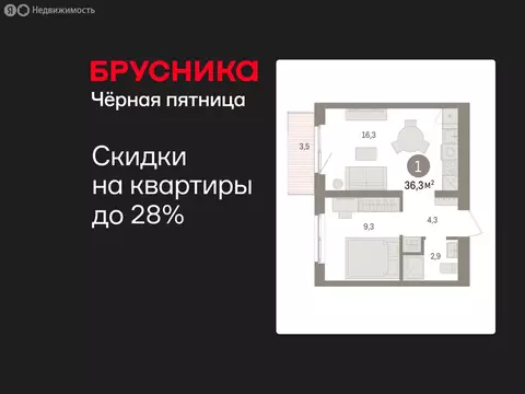 1-комнатная квартира: Екатеринбург, жилой район Юго-Западный, жилой ...