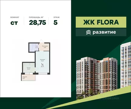 Студия Воронежская область, Воронеж ул. Ломоносова, 114Ю (28.75 м)