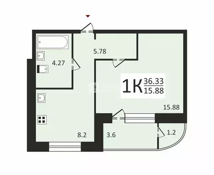 1-комнатная квартира: Москва, район Троицк, 6-я Нововатутинская улица, ...