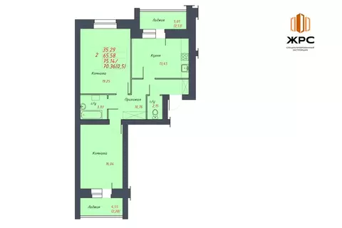 2-к кв. Вологодская область, Череповец ул. Береговая, 5 (70.36 м)