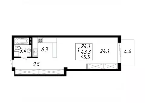 1-к кв. Ставропольский край, Ессентуки Озеро жилой комплекс (45.5 м)