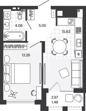 1-к кв. Калининградская область, Гурьевский муниципальный округ, пос. ...