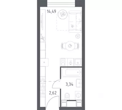 Студия Москва Пятницкое ш., 56Б (20.4 м)