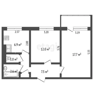 2-комнатная квартира: Симферополь, Ковыльная улица, 80 (47.7 м)