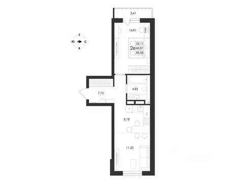 2-к кв. Воронежская область, Воронеж Первое Мая мкр, Май жилой ...