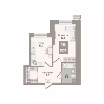 1-к кв. Курганская область, Курган Заозерный жилрайон, 12-й мкр, 2 ...