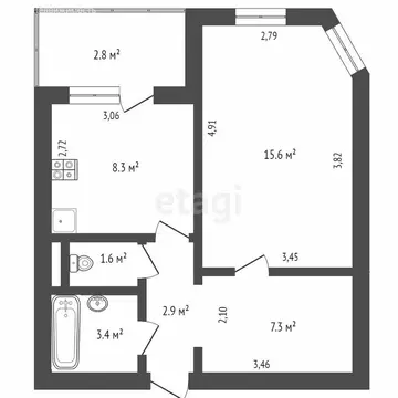 1-комнатная квартира: Тюмень, Широтная улица, 165к4 (40.1 м)
