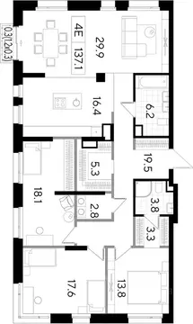 Свободной планировки кв. Пермский край, Пермь Пермская ул., 86 (137.12 ...