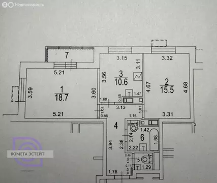 2-комнатная квартира: Москва, Олонецкая улица, 21В (59.9 м)