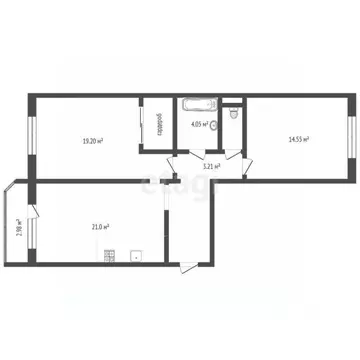 2-к кв. Тюменская область, Тюмень ул. Валентины Трофимовой, 7 (69.0 м)