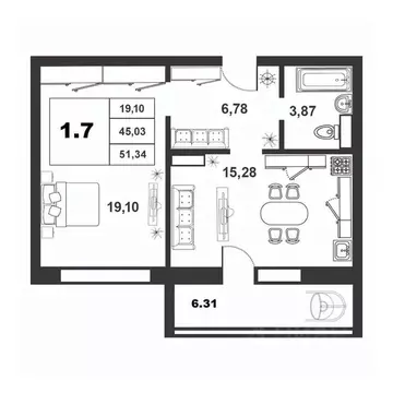 1-к кв. Новгородская область, Великий Новгород ул. Якова Павлова, 15 ...